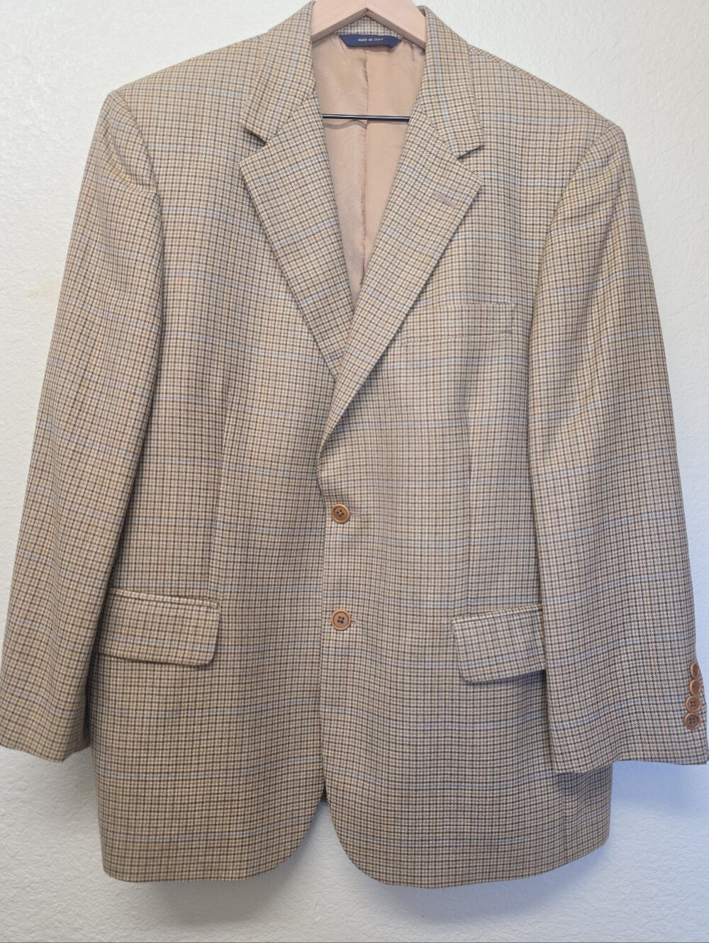Brooks Brothers ITALY Blazer Mens 42 Short Tan Beige Sport Coat Jacket EXCELLENT